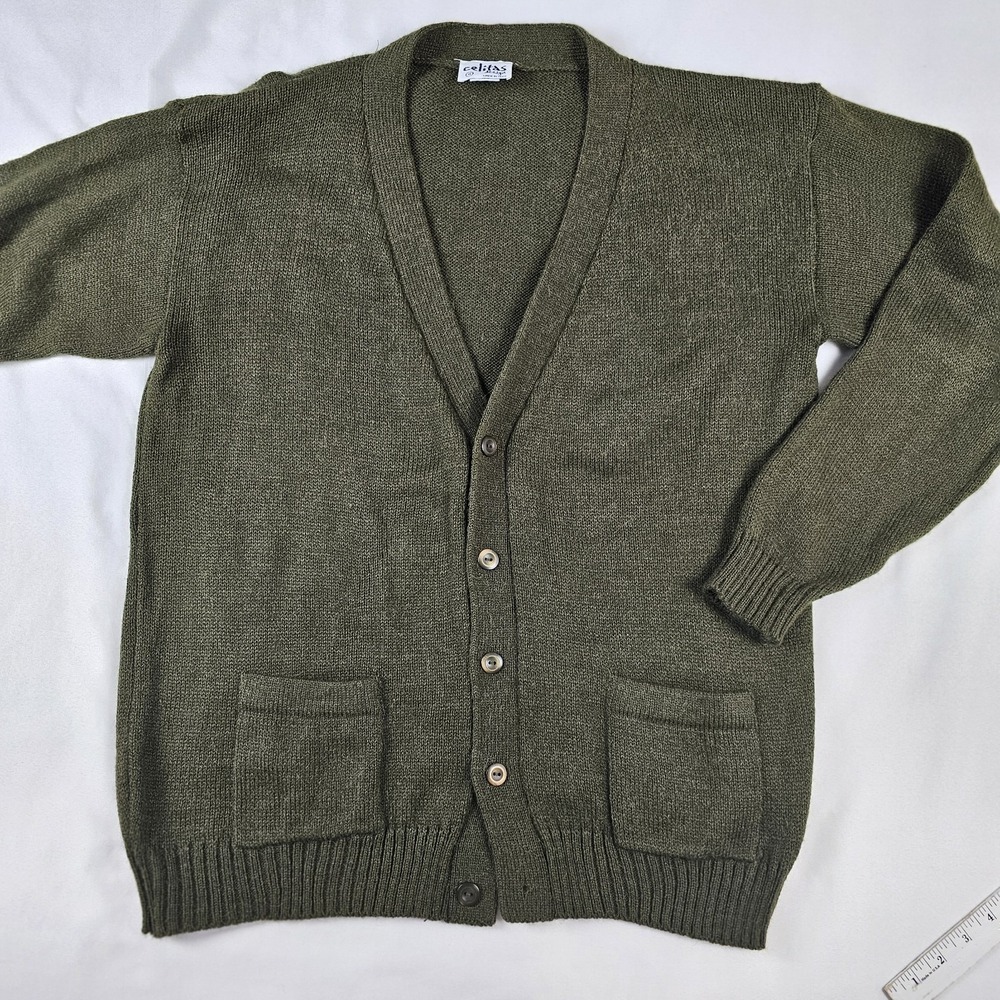 Celitas‎ Design Cardigan Golf Sweater Alpaca Wool Mens XL Army Green